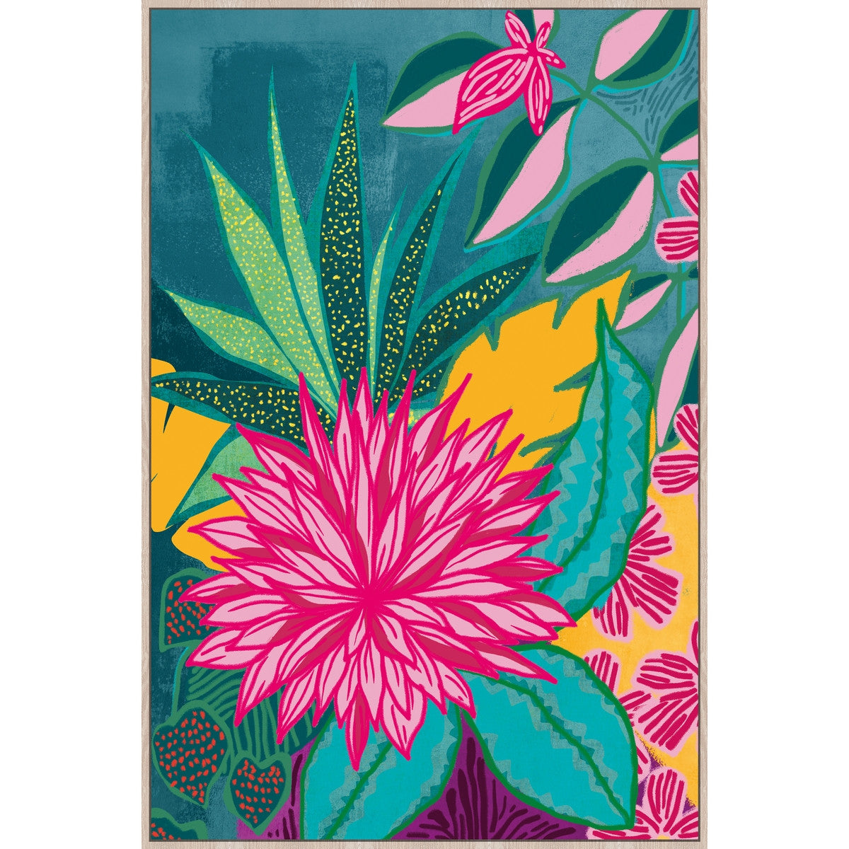 A vibrant framed canvas artwork featuring stunning blossoms, perfect for enhancing any wall space.