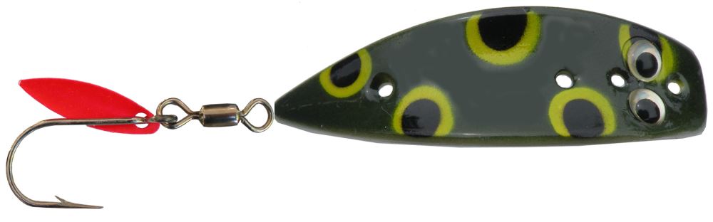 Vibrant 1.5" Frog trout lure designed to mimic natural prey for effective fishing in lakes and rivers.