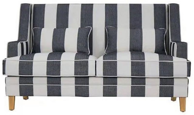 Sofa - Bahama 2 Seat W/2 Cushiions  Natural/Black Stripe/Natural Piping (155cm)