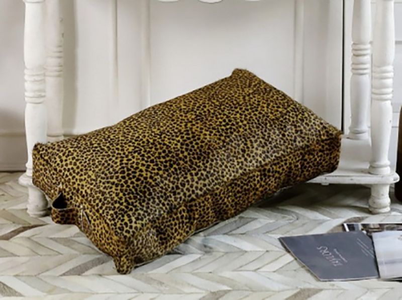Stylish leopard print leather pillow (68cm) adds elegance and comfort to any room, perfect for decor and support.