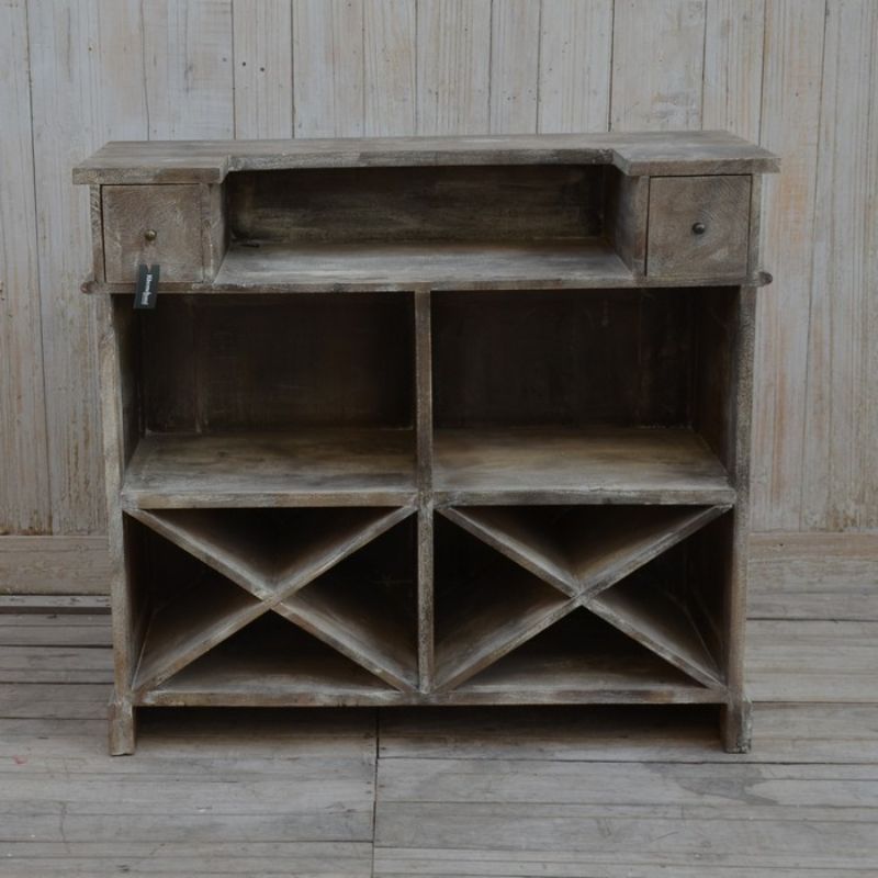 Solid mango wood bar table (120cm) with a natural finish, perfect for entertaining and enhancing rustic decor.