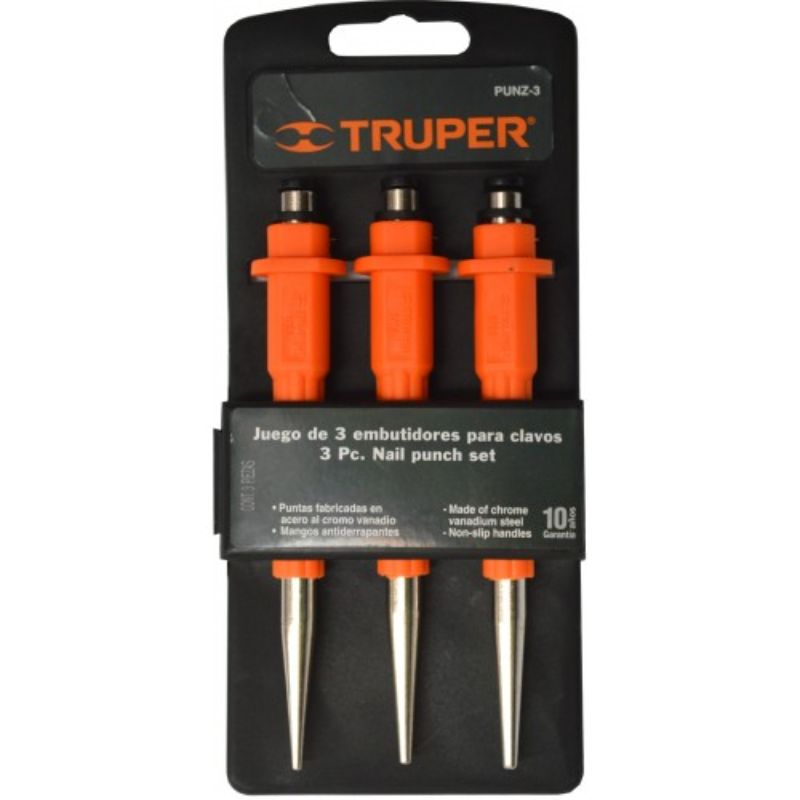 Nail Punch Set Truper 3pce with Finger Protectors