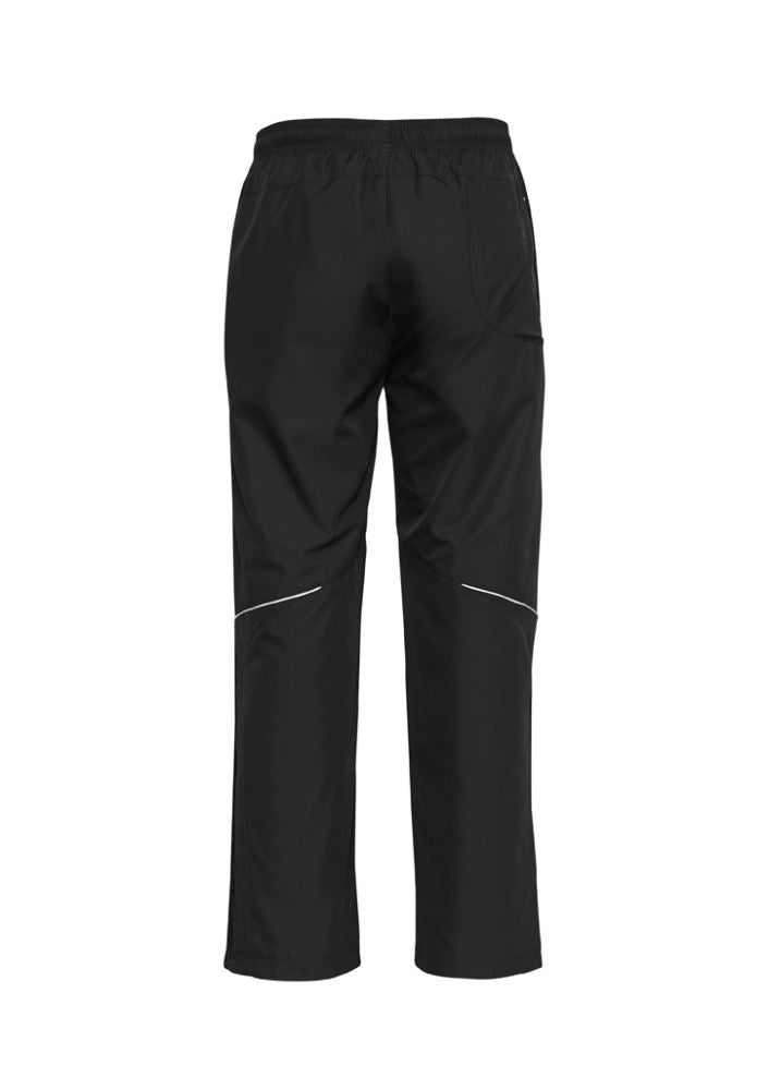 Kids Razor Sports Pant in black, size 8, featuring UPF protection, reflective knee piping, and zippered pockets for active play.