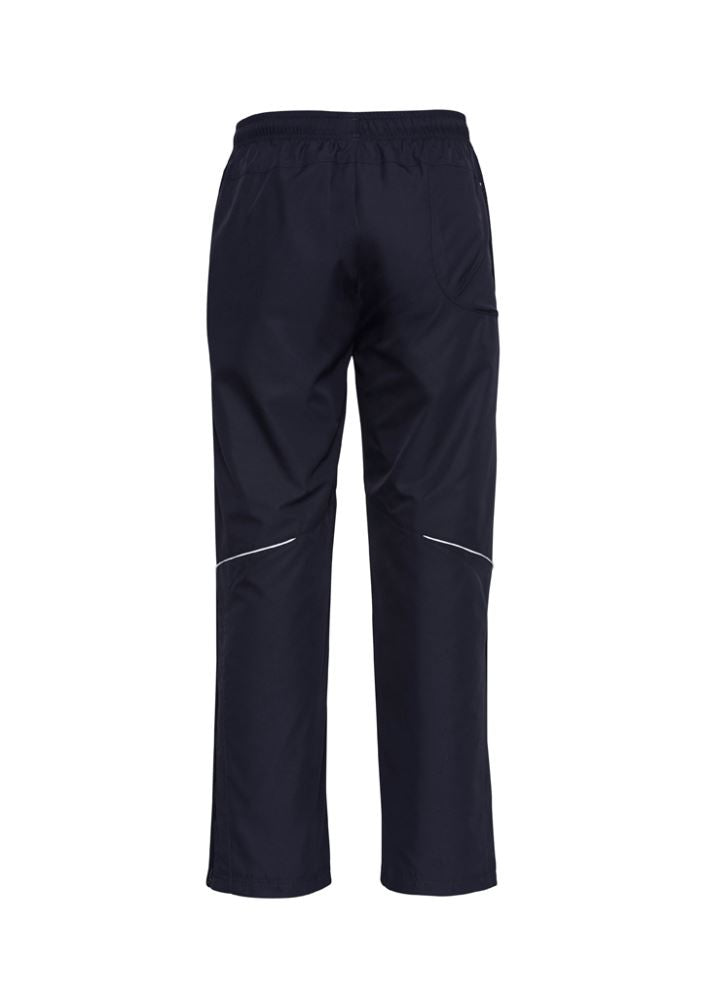 Navy kids sports pants for size 6 with breathable mesh, reflective knee piping, and elastic waistband for active comfort.