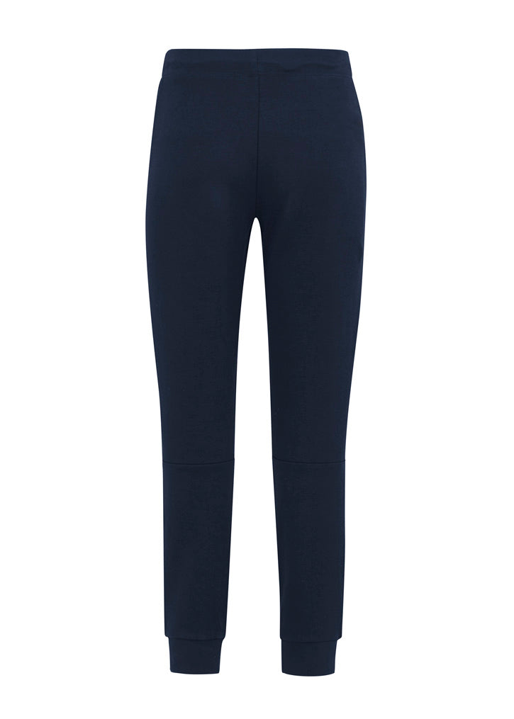 Kids Neo Pant in Navy, featuring a drawstring waistband, zippered pockets, and slim leg cuffs for comfort and style.