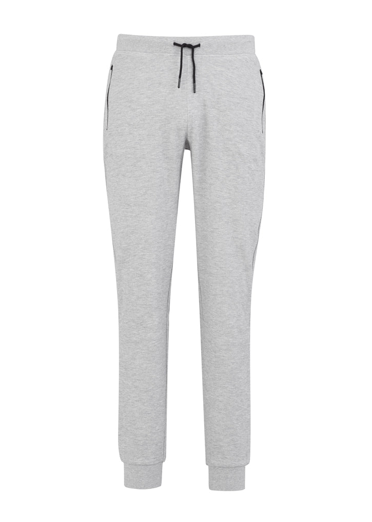 Men's Neo Pant in Grey Marle, Size L, featuring soft fabric, ergonomic fit, open side pockets, and modern knitted details.