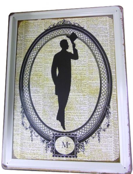 Elegant metal wall art titled "Mr," measuring 30cm x 40cm, perfect for enhancing modern or rustic interiors.