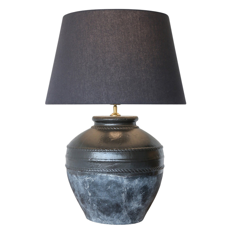 Lamp - Black Terracotta W/ Black Linen Shade (80cm)