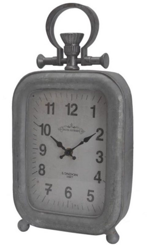 Antique silver finish 33cm Old Town Mantle Clock, blending rustic elegance with functionality for home decor.