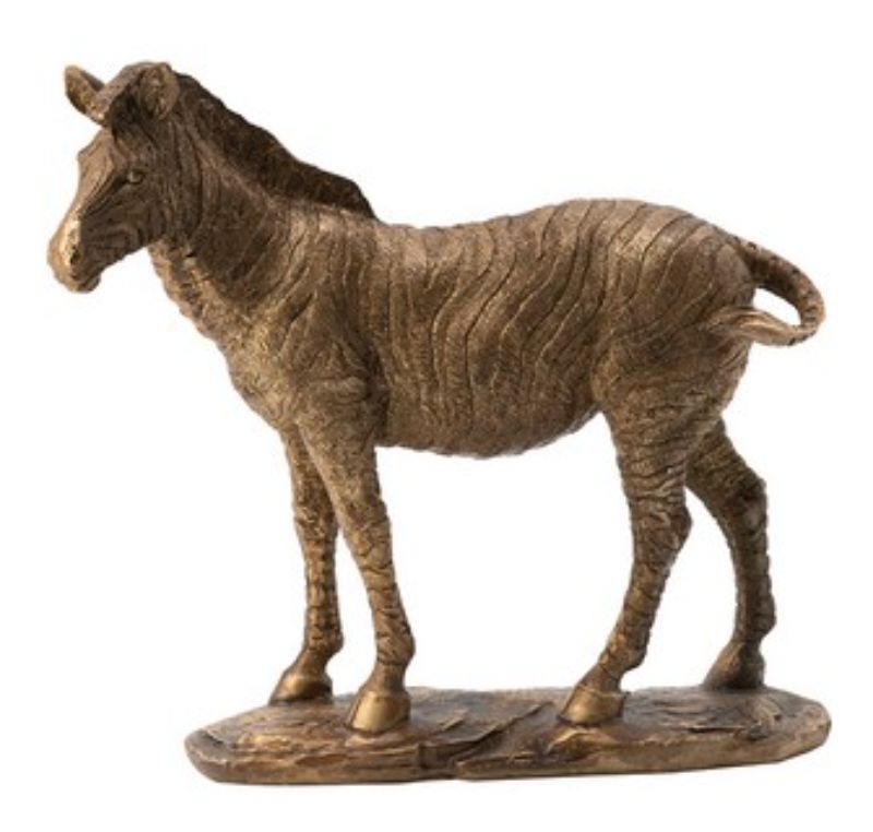 Metallic copper zebra ornament (24cm) with intricate detailing, perfect for stylish home decor and conversation starters.