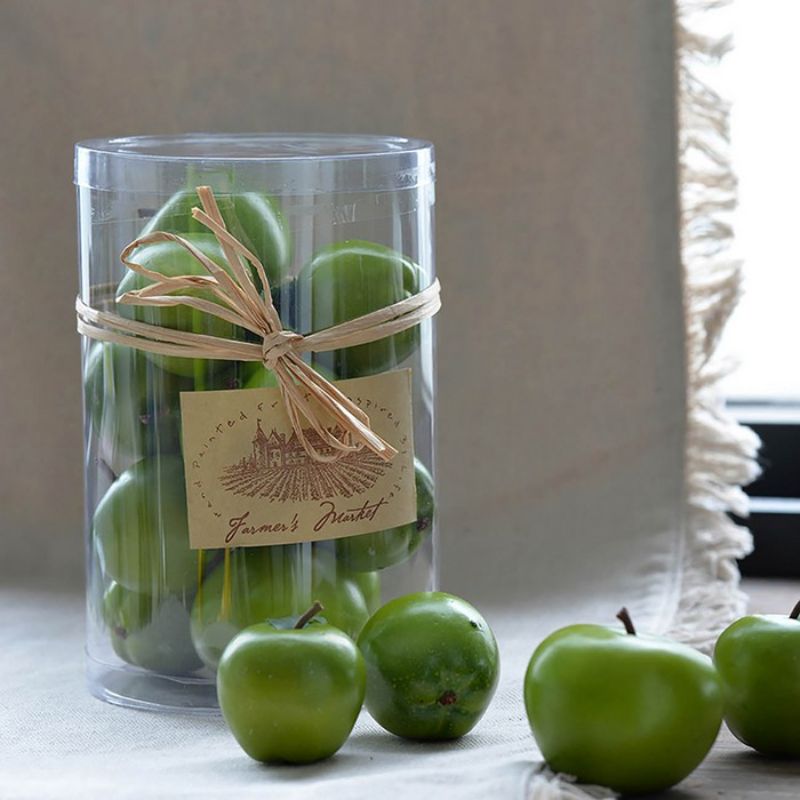 Vibrant green PVC apples bowl filler, perfect for decor or centerpieces, adding color and style to any space.