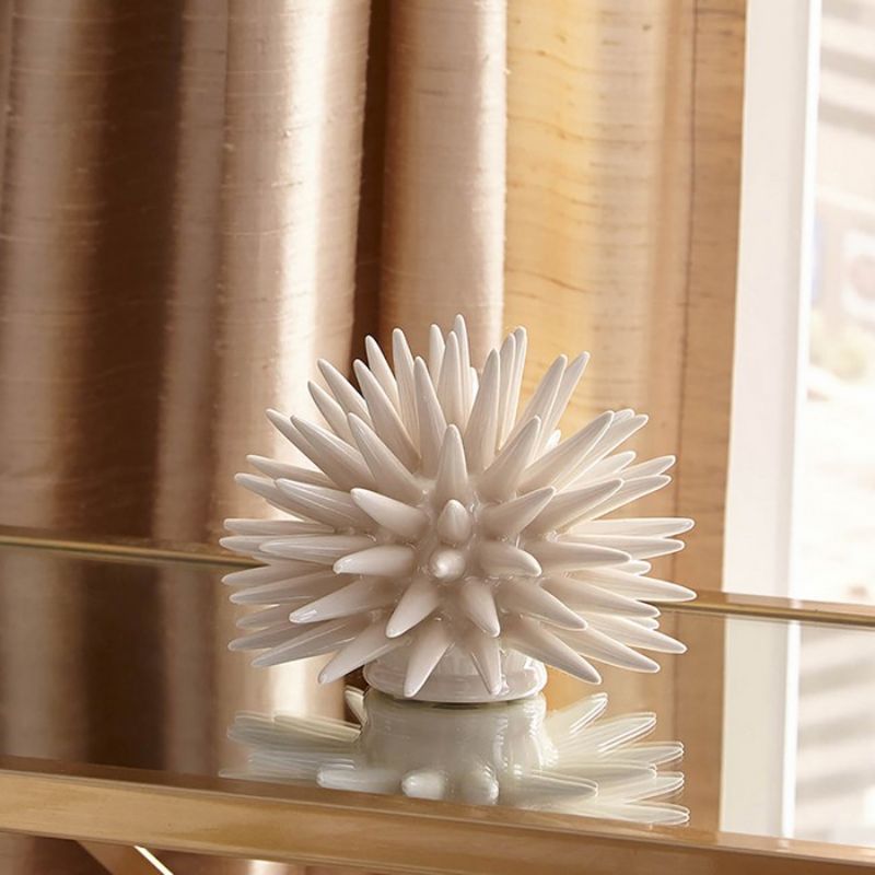 Ceramic Coral Ornament (15cm) in vibrant white, featuring a spiky design for coastal-inspired home decor.