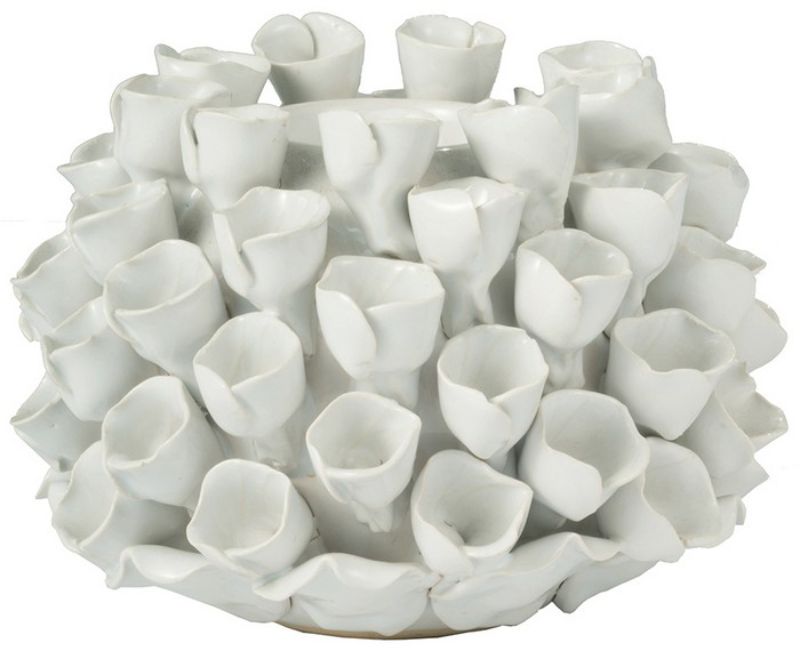 Coral Ceramic Ornament, 14cm, featuring a whimsical sphere with playful designs and a bright white finish for coastal decor.