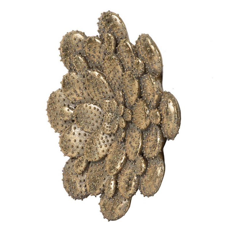 Gleaming gold succulent wall plaque (25.5cm) adds modern elegance and dynamic texture to any home or office decor.