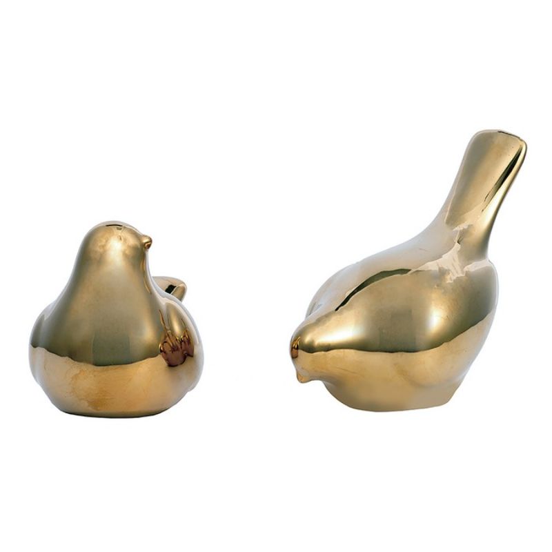 Elegant set of 2 gold bird ornaments, perfect for enhancing home decor with a luxurious finish and unique charm.