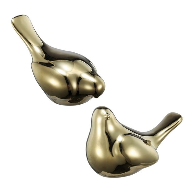 Set of 2 elegant gold bird ornaments, perfect for enhancing home decor with sophistication and charm.