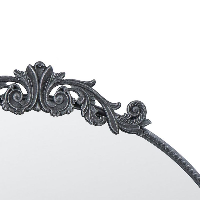 Round black metal mirror (97.8cm) enhancing spaces with modern elegance, ideal for various interior styles and small areas.