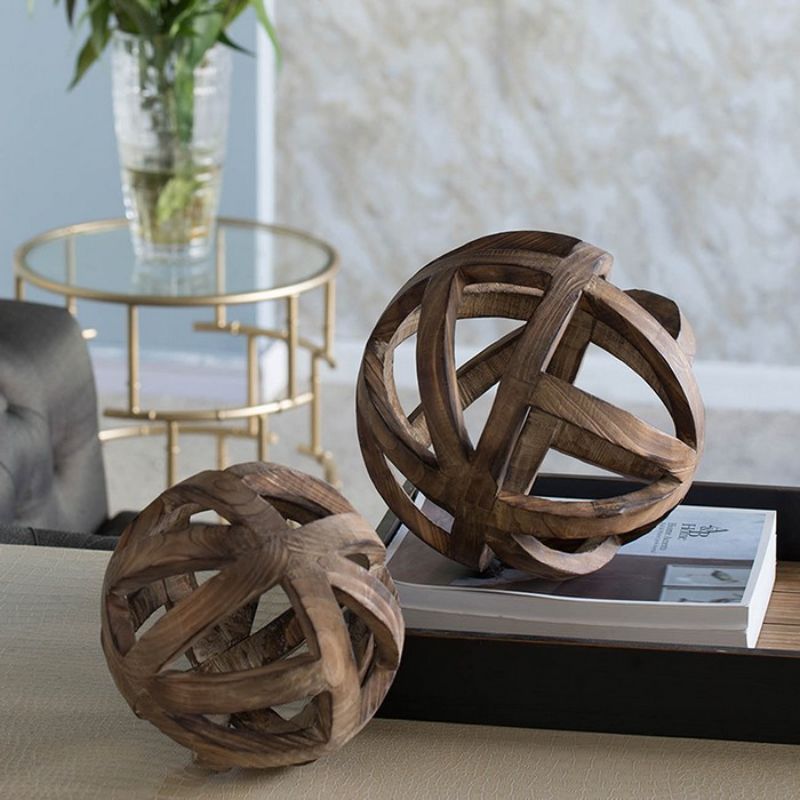 Ravello Wooden Orb - 25cm elegant decor piece, blending modern style with rustic charm, sustainably crafted for any interior.