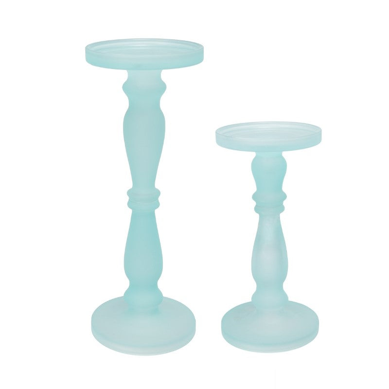 CANDLE HOLDERS - FROSTED BLUE (SET of 2)