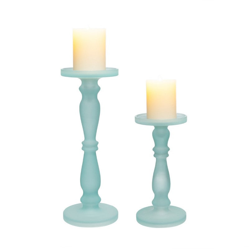 CANDLE HOLDERS - FROSTED BLUE (SET of 2)