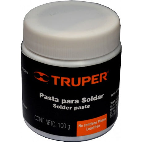 Soldering Paste Truper 100g in creamy, pasty texture for precise, high-quality soldering without lead, ideal for hobbyists and professionals.