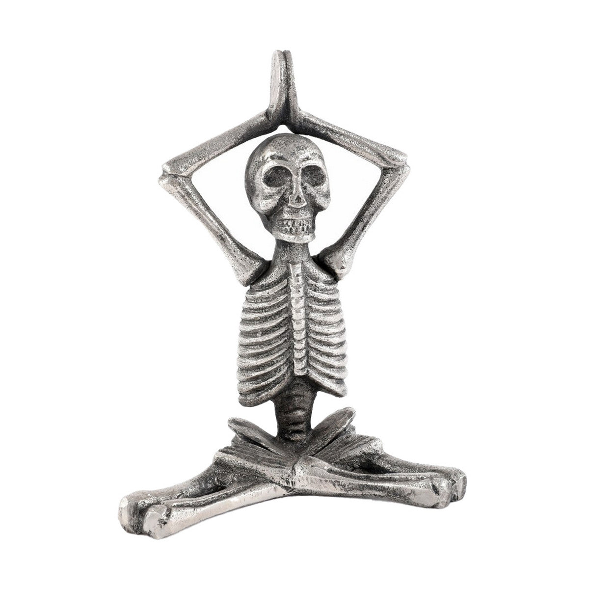 Aluminium Yoga Skeleton Ornament, 20cm tall, features intricate details embodying yoga's serenity and modern decor.