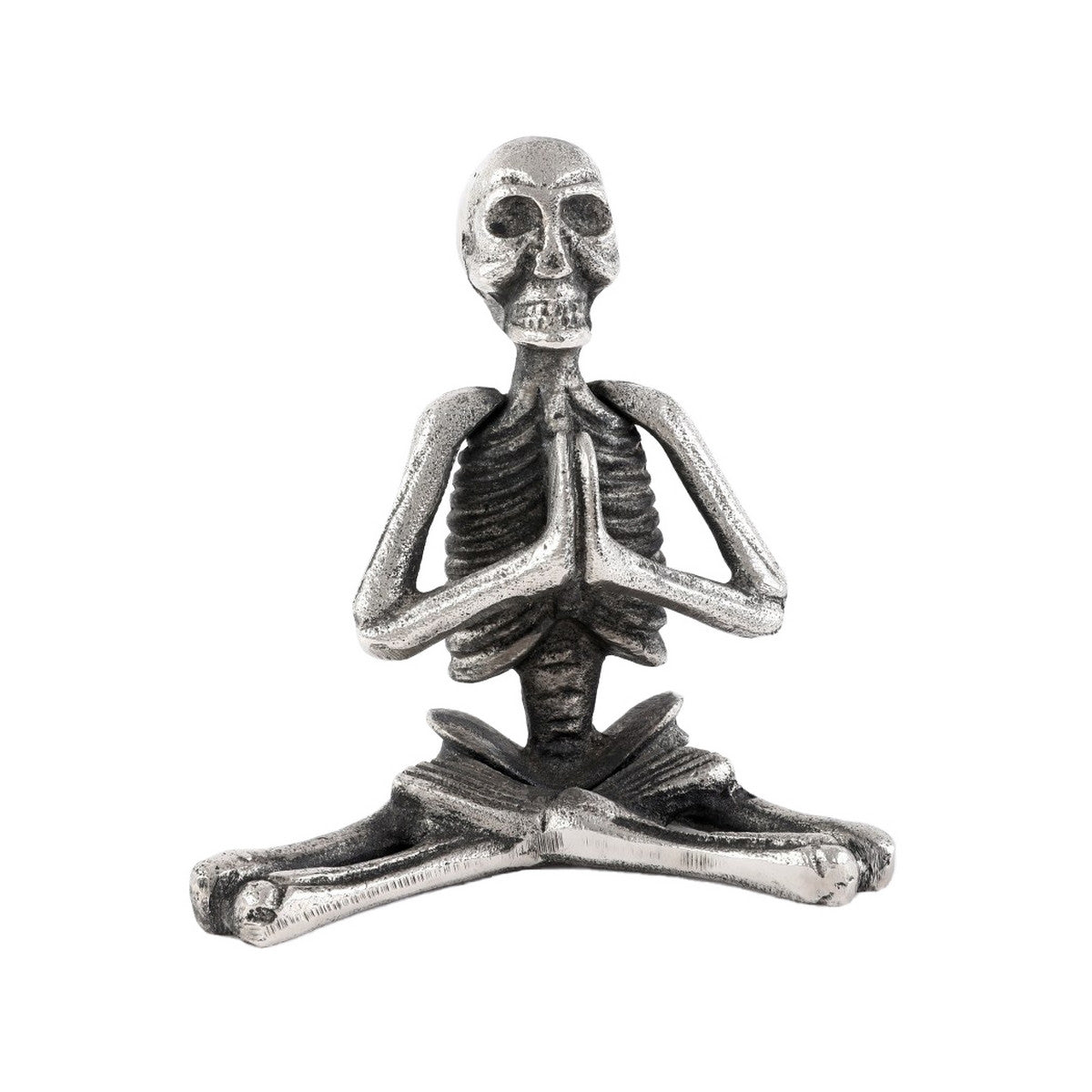 Aluminium Yoga Skeleton Ornament, 16.5 cm, symbolizes balance and serenity; perfect decor for yoga enthusiasts.