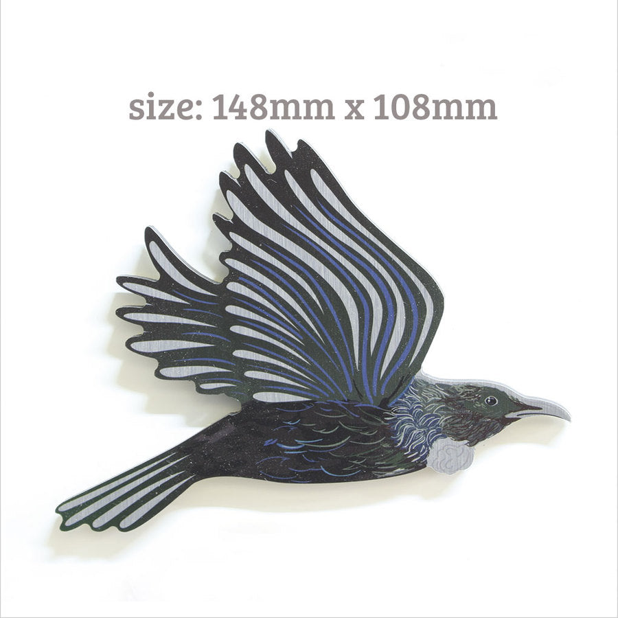 Printed wall art featuring five Tui birds on durable ACM material, perfect for indoor and outdoor decor.