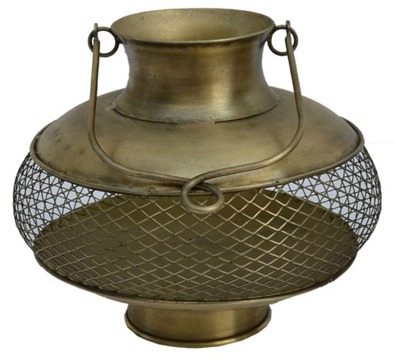Luxurious gold metal candle holder, 330mm x 330mm x 290mm, perfect for elegant home decor and warm ambiance.