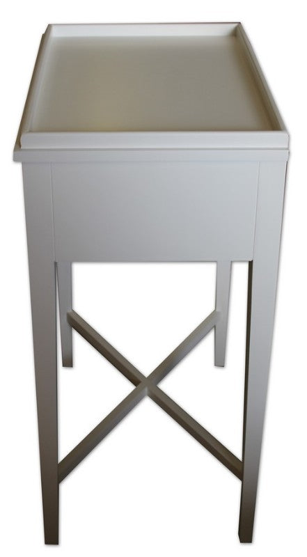 Bordeaux Bedside Table in white, featuring a sleek design, one spacious drawer, and crafted from high-quality poplar wood.