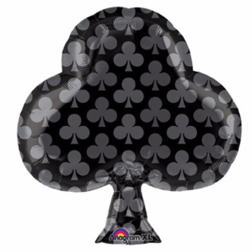 Black casino-themed foil balloon measuring 48cm x 53cm, perfect for festive celebrations and parties.