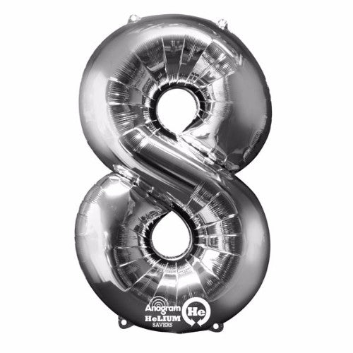 Shape Number Eight Silver Helium Saver