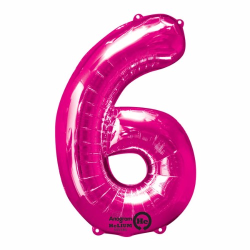 Shape Number Six Pink Helium Saver