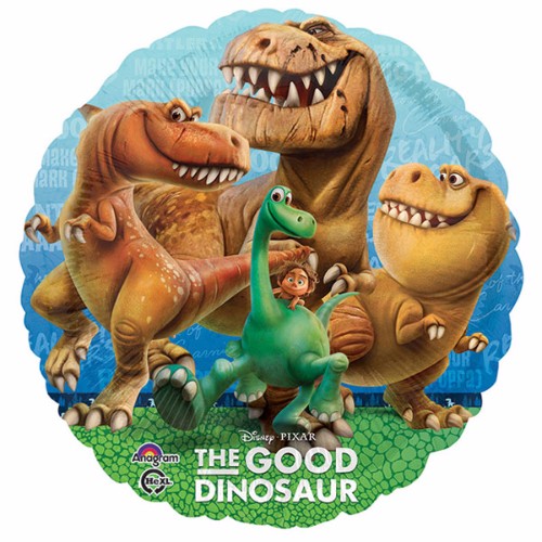 Colorful 45cm foil balloon featuring characters from The Good Dinosaur, perfect for festive party decor.