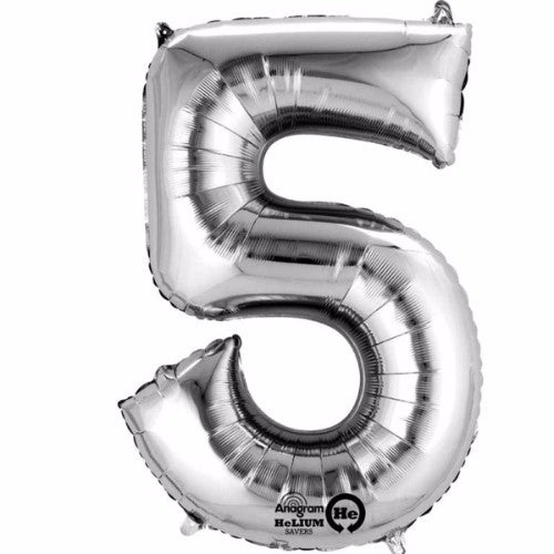 Number Five Silver Megaloon 40cm Foil Balloon