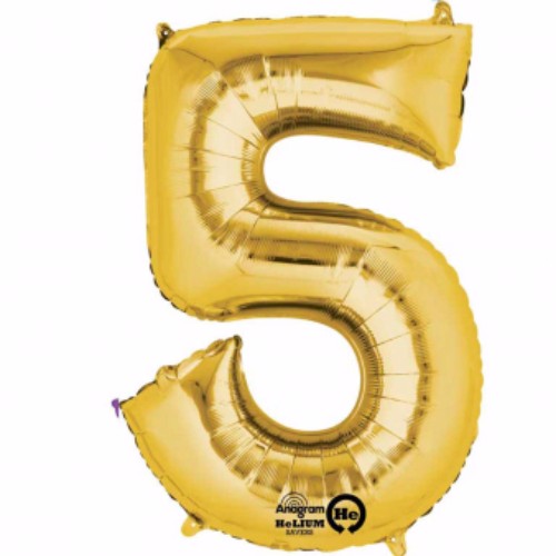 Number Five Gold Megaloon 40cm Foil Balloon