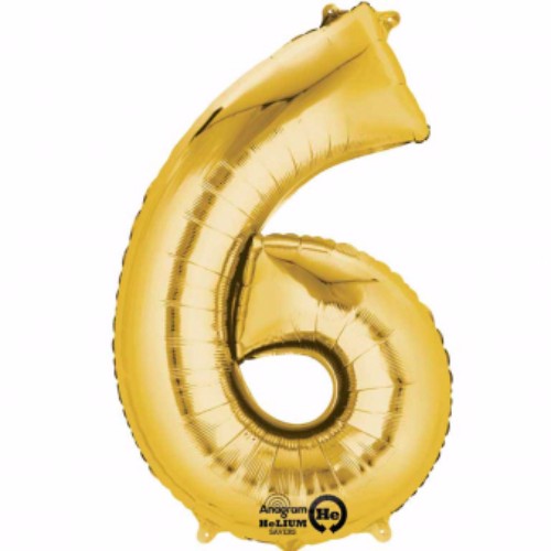 Number Six Gold Megaloon 40cm Foil Balloon