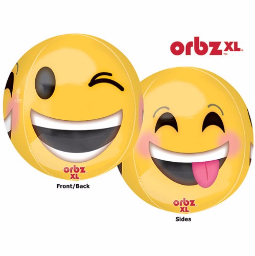Shape Orbz Balloon Winking Emoji, 38cm x 40cm, vibrant foil balloon adding fun and cheer to any celebration.
