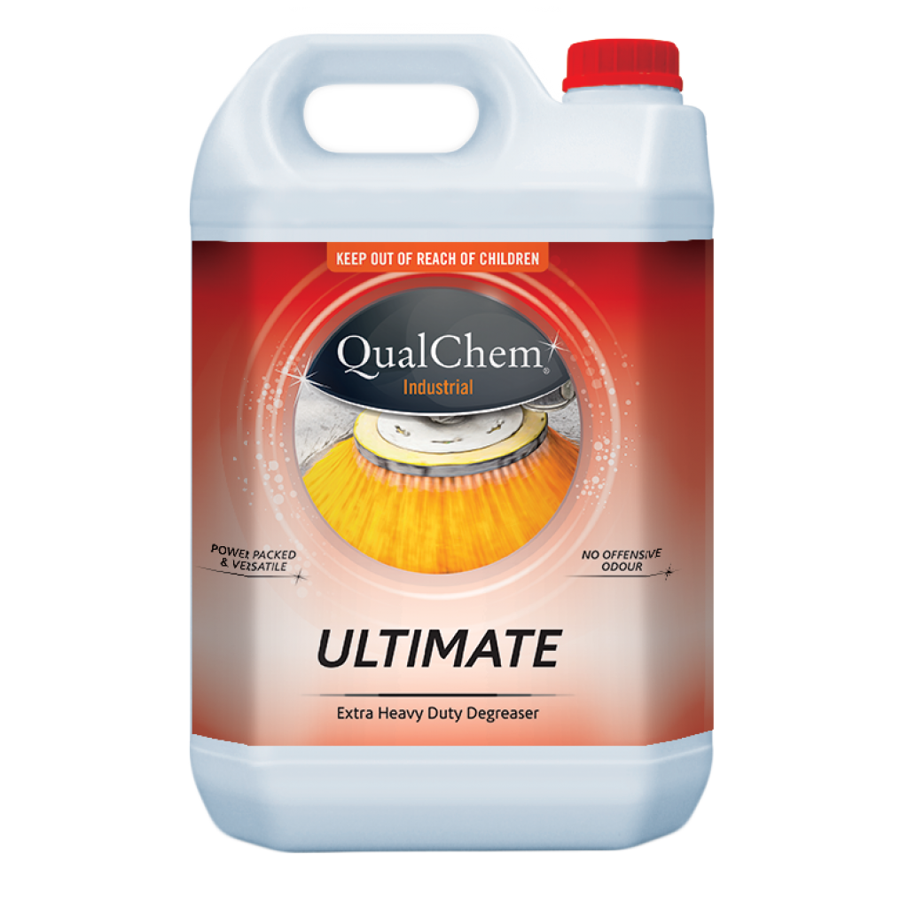 Heavy duty degreaser in a 5-litre container, designed for tough grease removal from various surfaces safely and effectively.