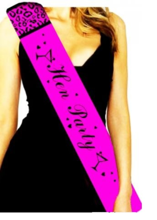 Pink silk Hens Night Party sash, designed for fun celebrations, making the bride-to-be stand out in style.