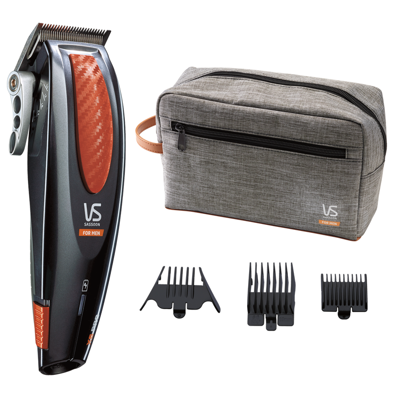 Professional-grade X6 Pro hair clippers by Vidal Sassoon, featuring stainless steel blades and innovative comb guide for salon-quality cuts.