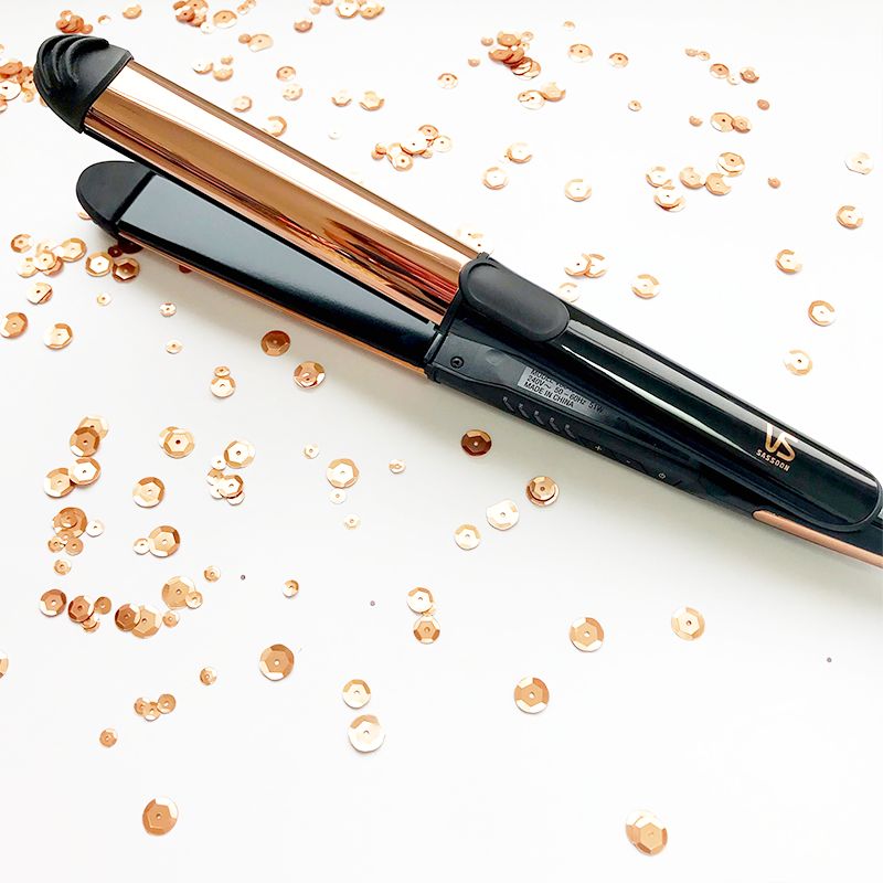 VS Sassoon Straight & Curl Brilliance: a sleek 2-in-1 hair straightener and curling iron for frizz-free, shiny styles.