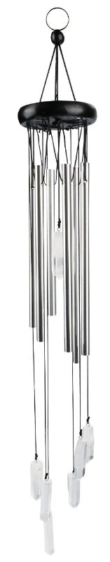 Stunning 51cm wind chime with unique handcrafted quartz points, perfect for creating a serene outdoor ambiance.