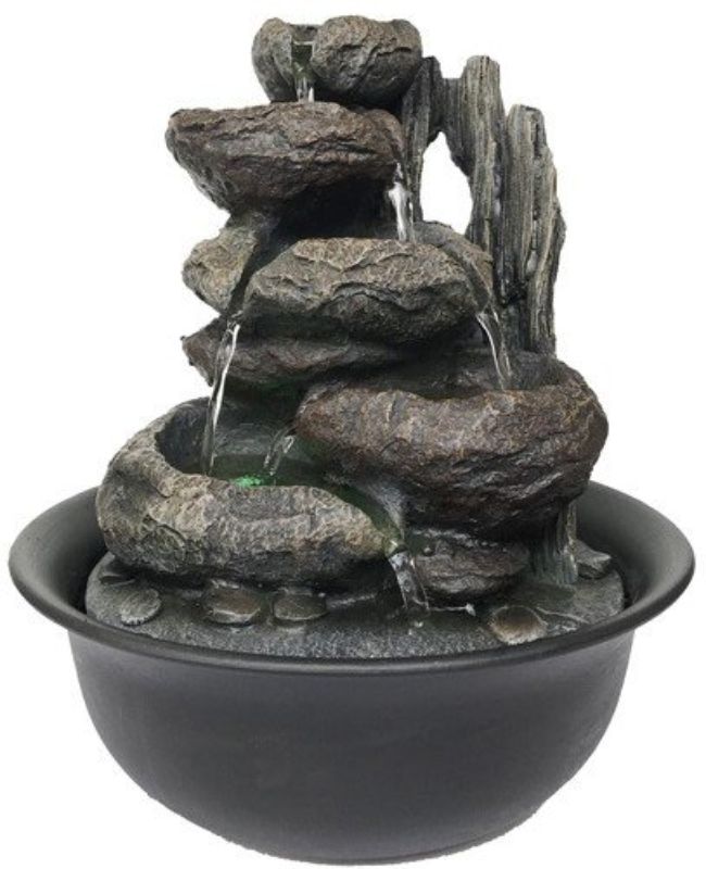 Natural Rock Pools Warm water feature, 31cm, with warm-white light and a tranquil flowing design for indoor or outdoor spaces.