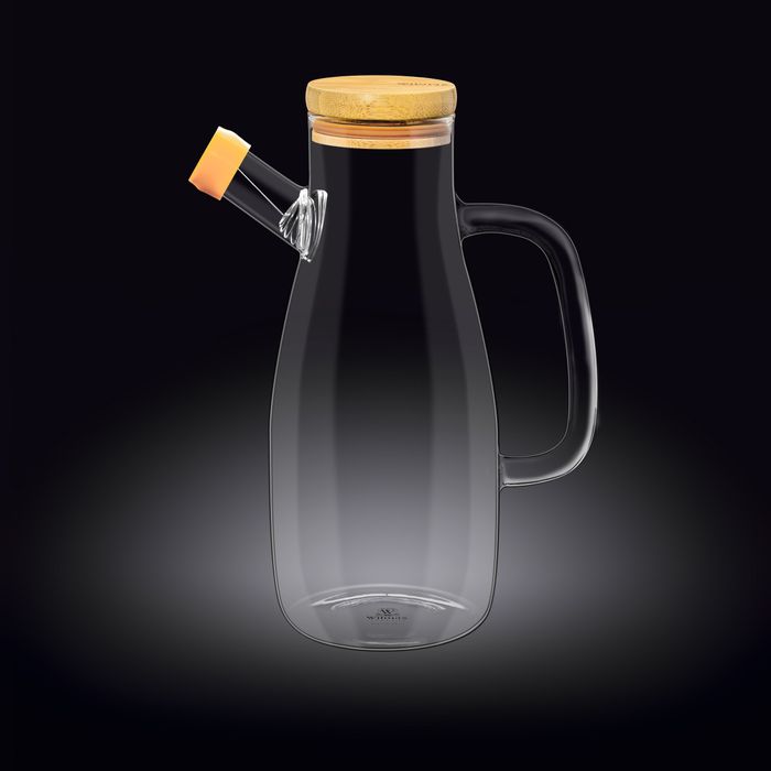 Elegant 1000ml thermo glass oil bottle, perfect for storing and dispensing oils, designed with heat-resistant borosilicate glass.