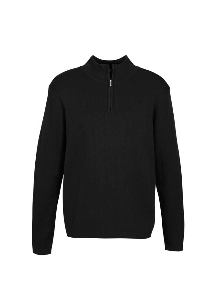 Men's black wool-rich pullover from Biz Collection, size S, featuring 80% merino wool, durable knit, and stylish design.