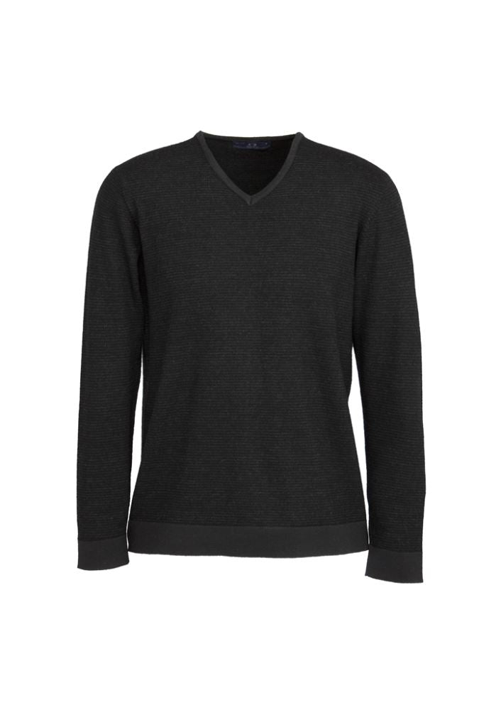 Men's Origin Merino Pullover in black, size M, made of 100% Merino wool with a 'V' neck, ideal for stylish layering.