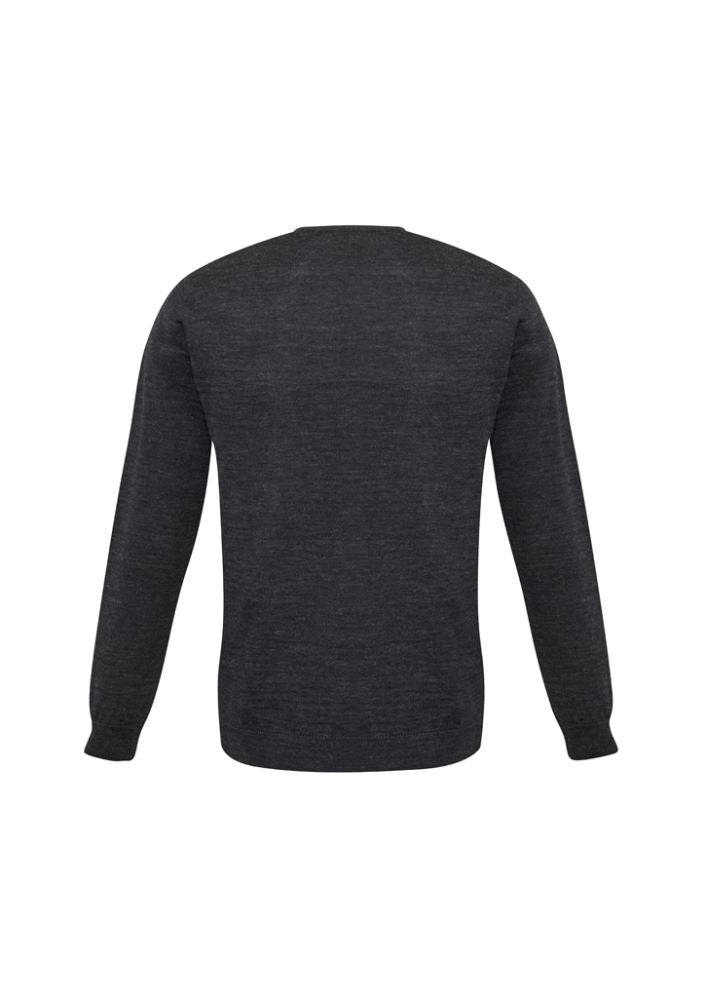Men's Milano Pullover in charcoal, 3XL, featuring V-neck design and ribbed side panels, crafted from wool-acrylic blend.