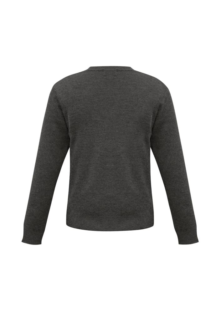 Mens Woolmix Pullover in Charcoal Marle, size L, featuring a soft 50% wool blend for warmth and comfort, ideal for versatile styling.