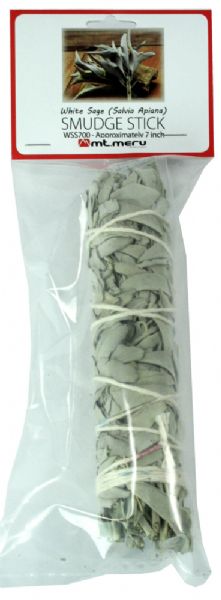 7-inch White Sage Smudge Stick, hand-harvested for energy cleansing and tranquility in meditation and wellness practices.